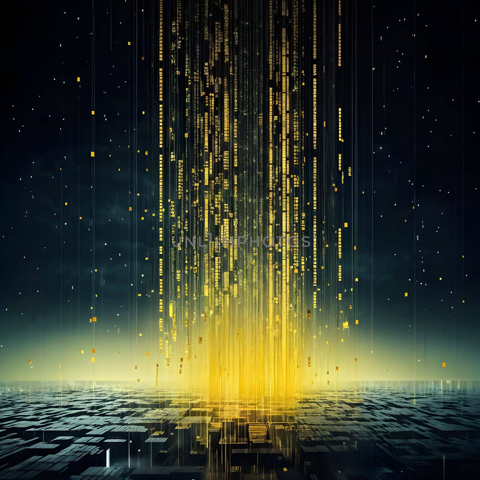 abstract animation of binary code cascading down like digital rain, representing data insights in monochromatic hues