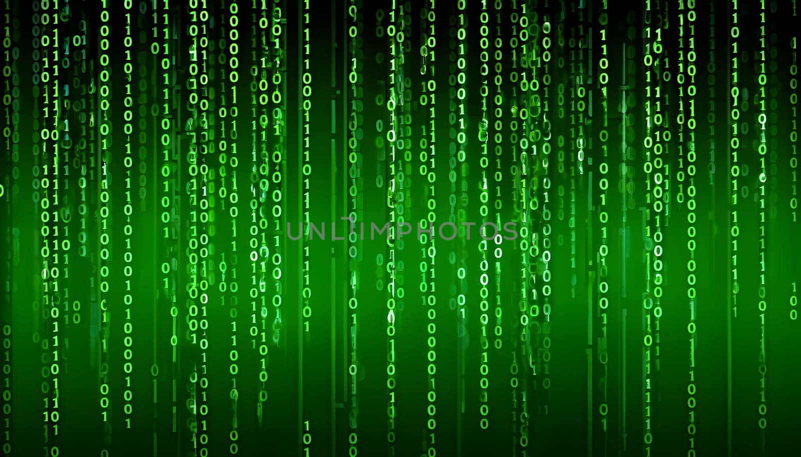 abstract animation of binary code cascading down like digital rain, representing data insights in monochromatic hues