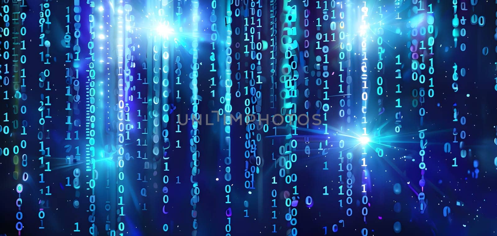 abstract animation of binary code cascading down like digital rain, representing data insights in monochromatic hues