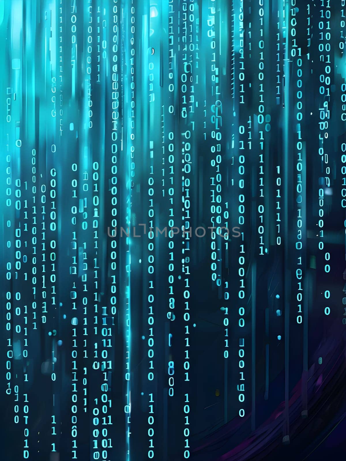 abstract animation of binary code cascading down like digital rain, representing data insights in monochromatic hues