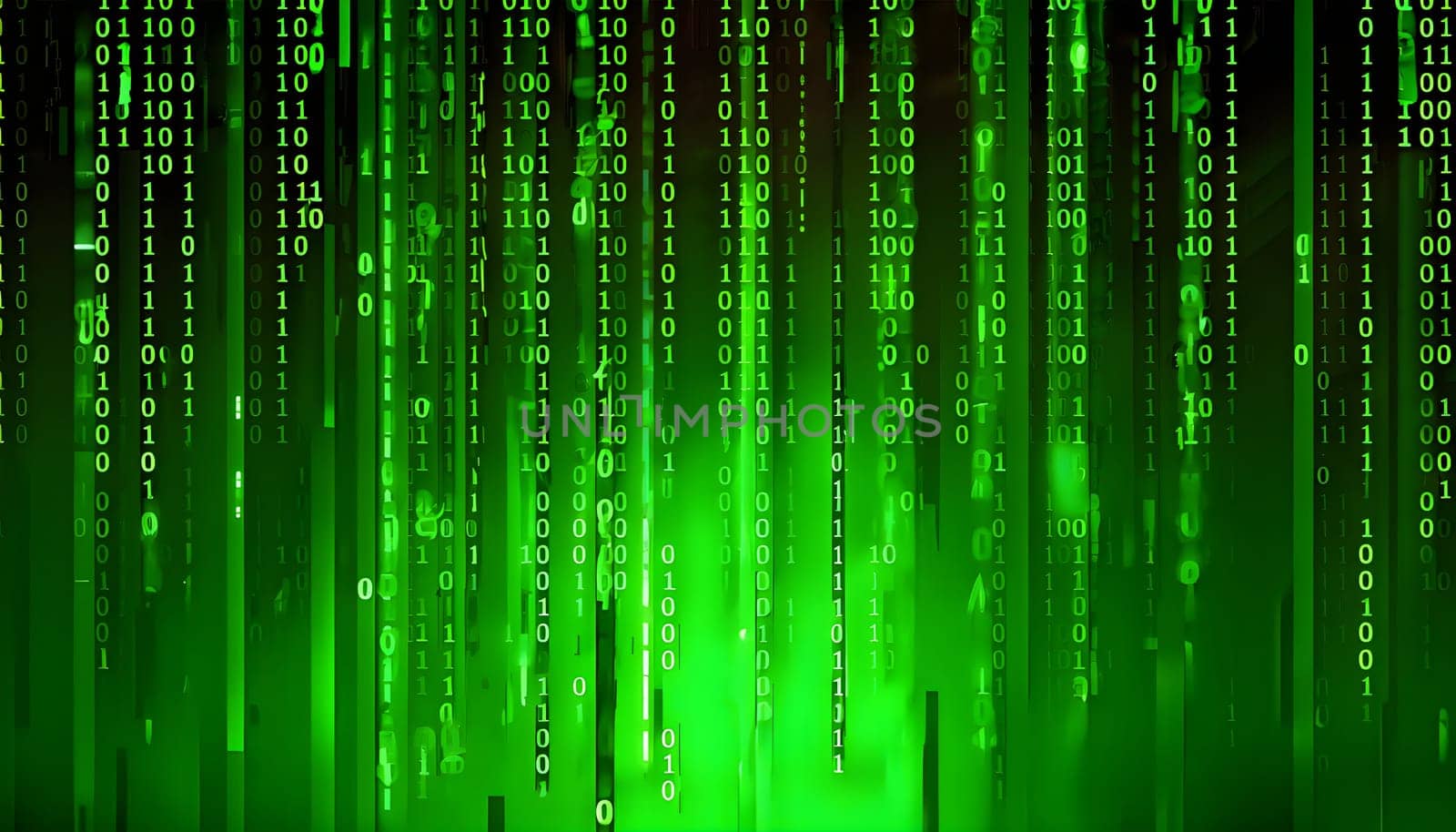 abstract animation of binary code cascading down like digital rain, representing data insights in monochromatic hues