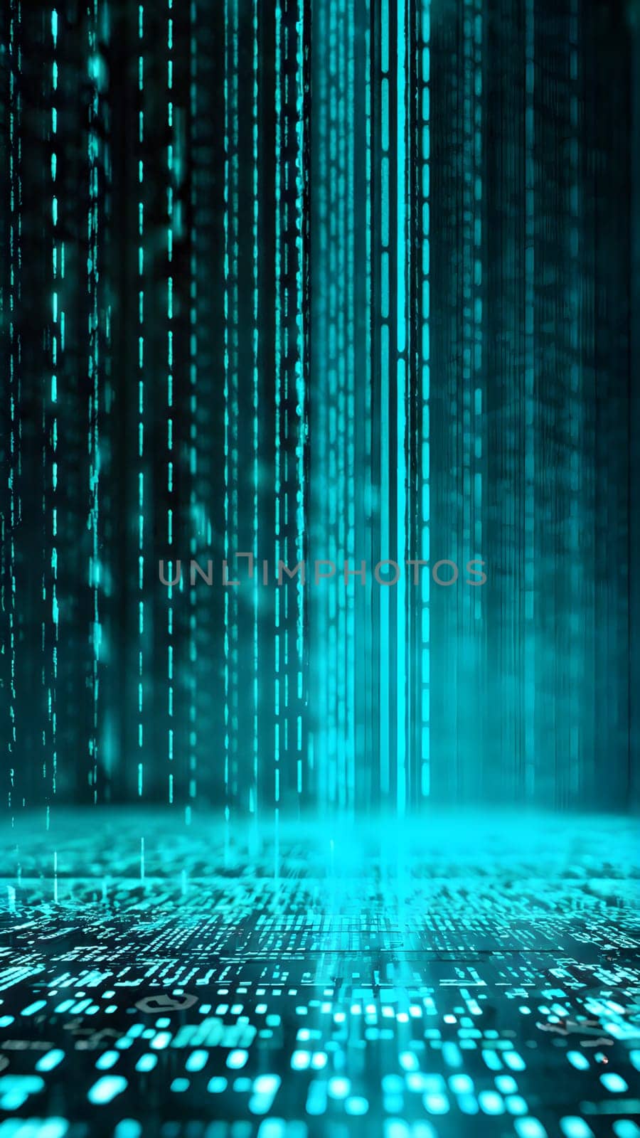 abstract animation of binary code cascading down like digital rain, representing data insights in monochromatic hues