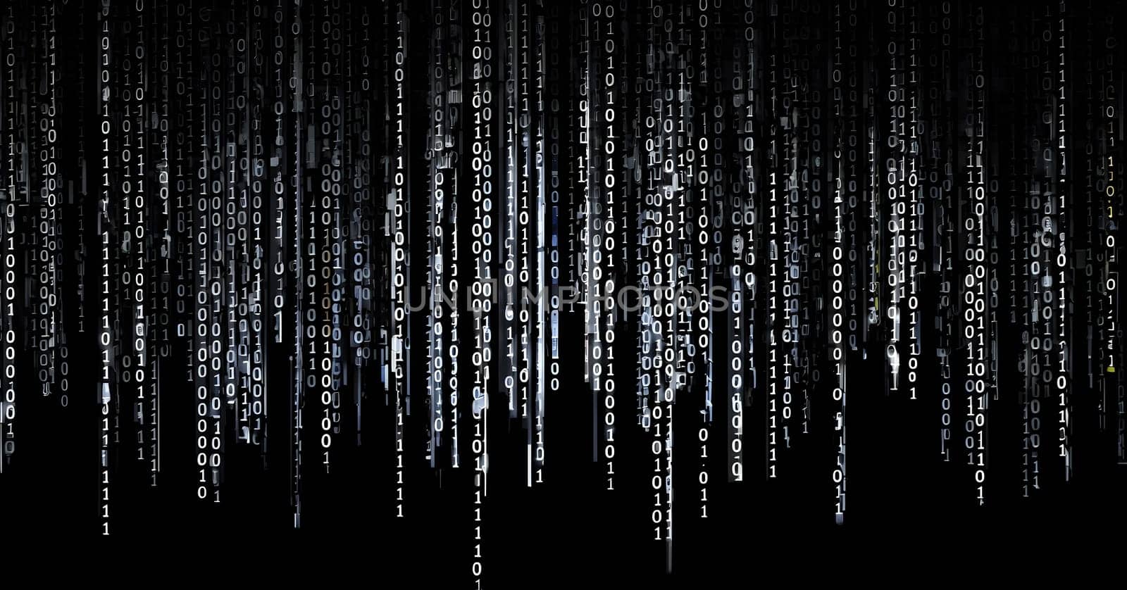 abstract animation of binary code cascading down like digital rain, representing data insights in monochromatic hues