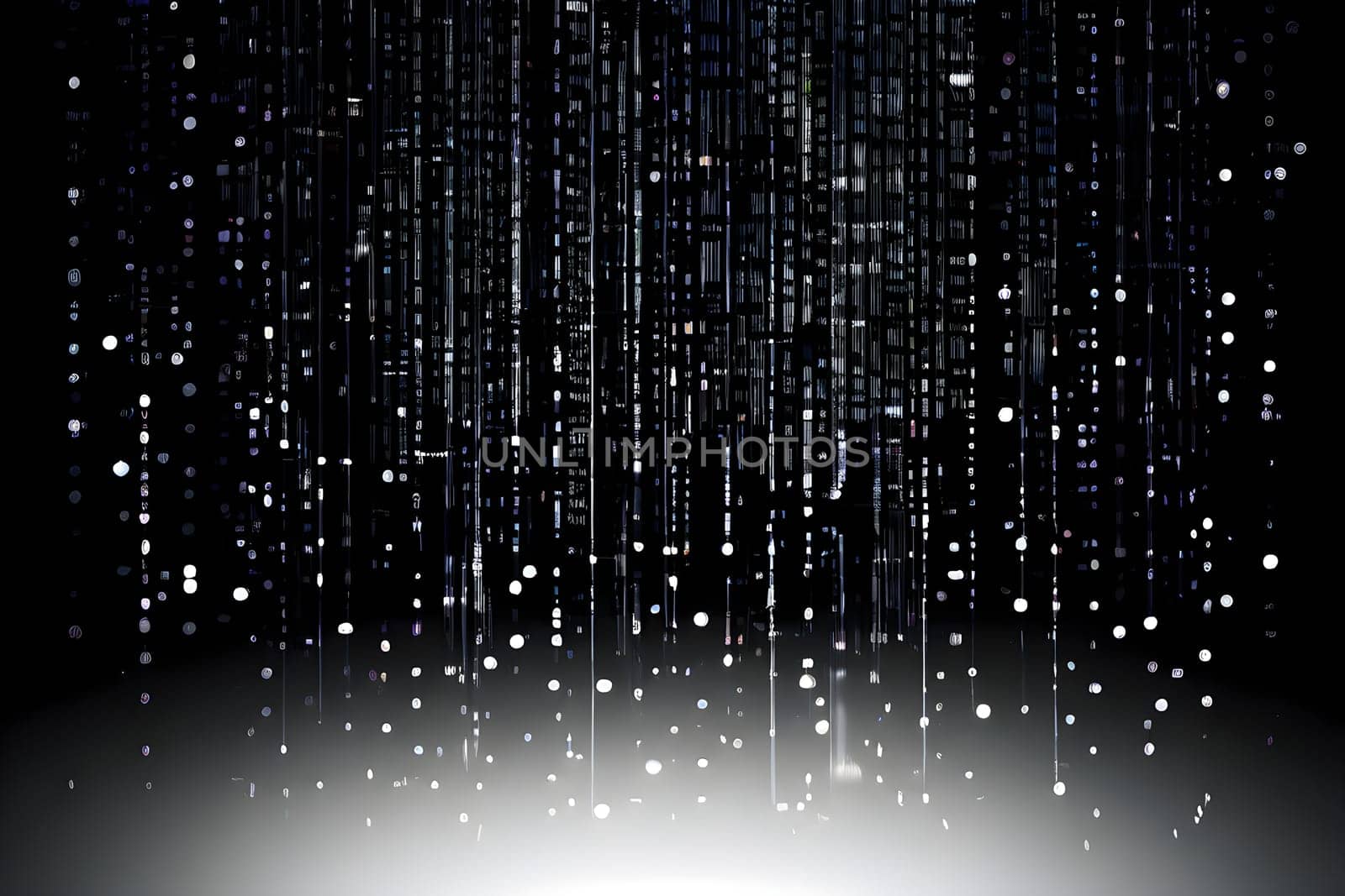 abstract animation of binary code cascading down like digital rain, representing data insights in monochromatic hues