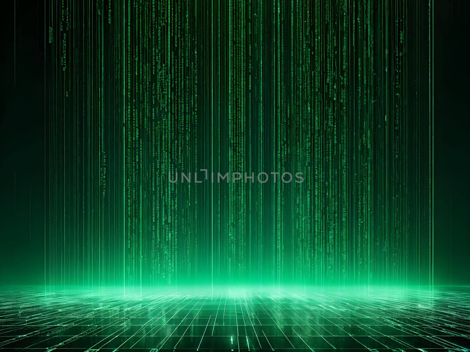 abstract animation of binary code cascading down like digital rain, representing data insights in monochromatic hues