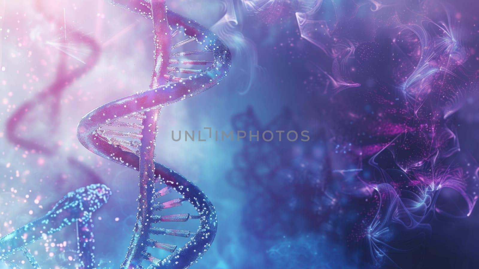 A medical background with DNA helix and molecular structures, representing genetics and molecular biology