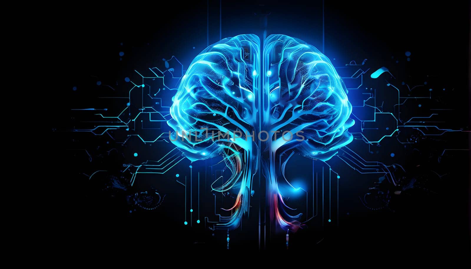 abstract brain split into two halves, one side athletic motion, the other side neural network