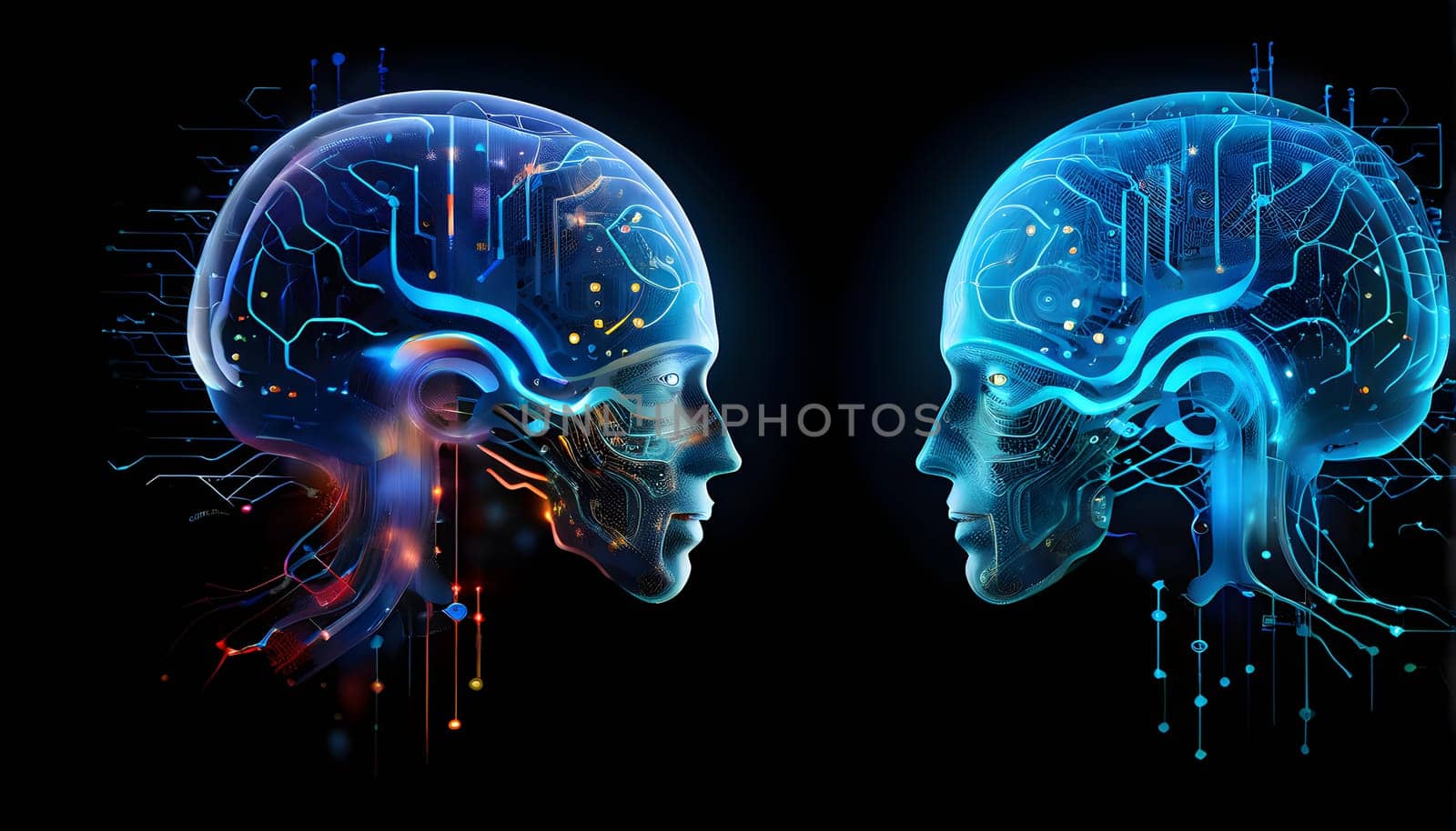 abstract brain split into two halves, one side athletic motion, the other side neural network