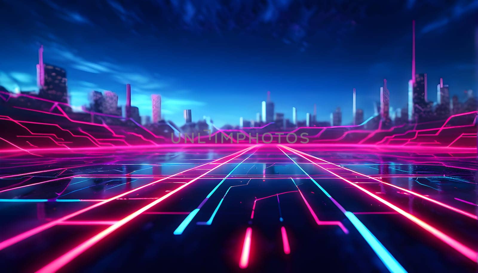 sports field with pixelated neural network lines crossing over