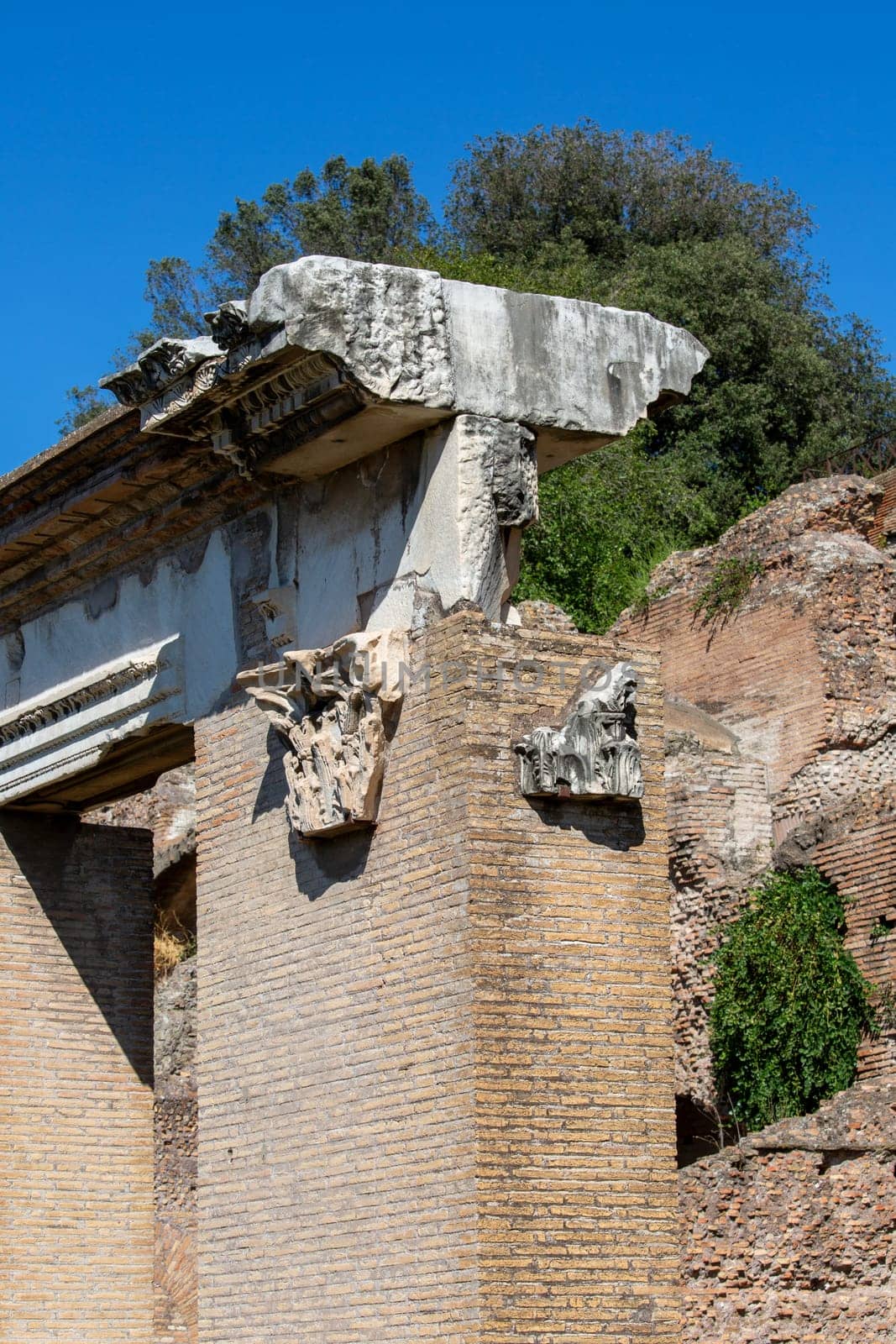 Palatine Hill, view of the ruins of several important ancient  buildings. Palatine Hill is the centremost of the seven hills of Rome, is one of the most ancient parts of the city, Rome, Italy