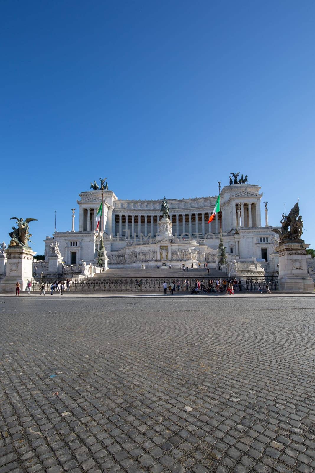 Rome, Italy - October 8, 2020: Victor Emmanuel II Monument (Monumento Nazionale a Vittorio Emanuele II) on Venetian Square. Vittoriano was built in 19th century to honour Victor Emmanuel II, first king of a unified Italy