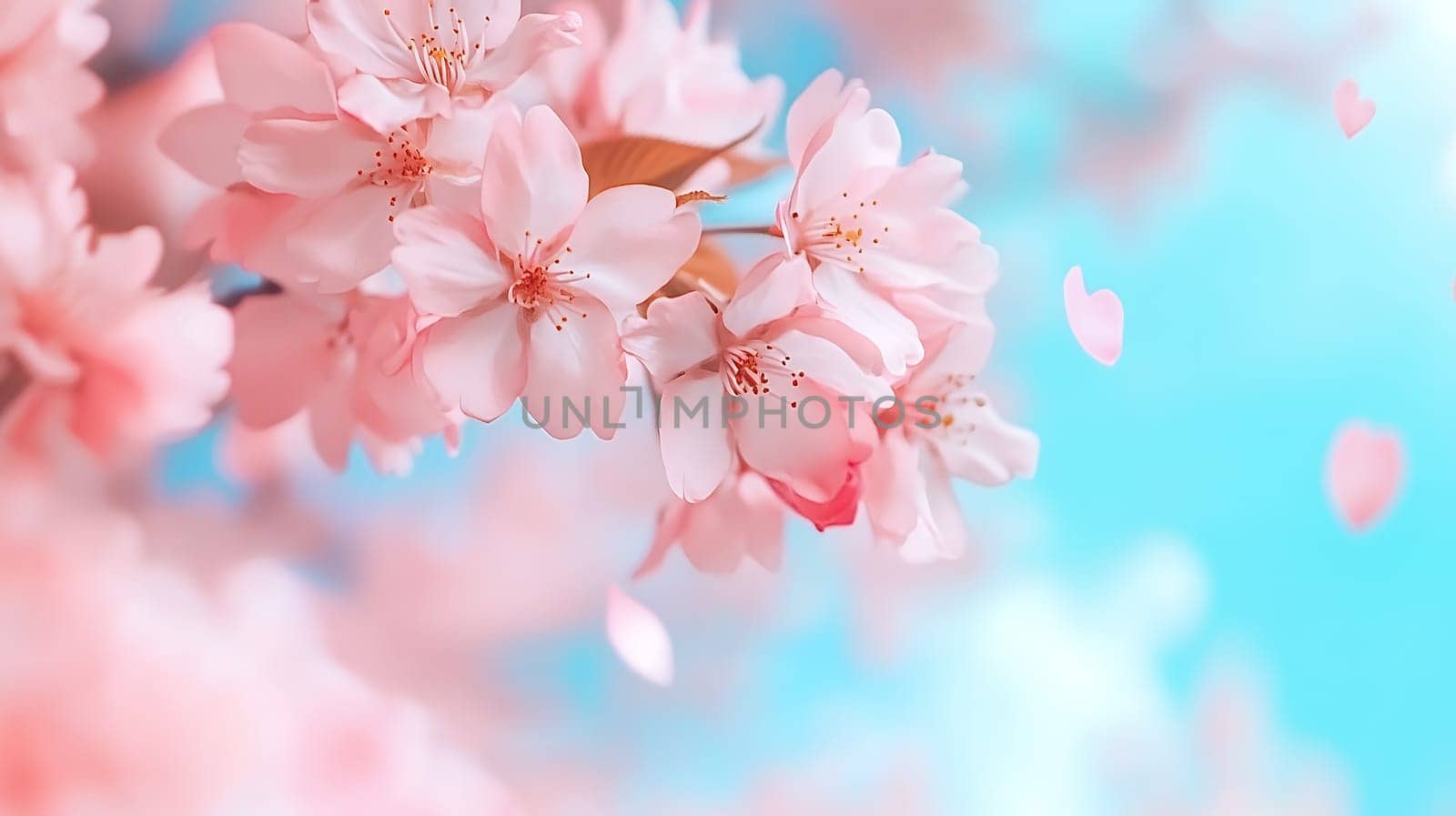 Delicate cherry blossoms in full bloom against a vibrant blue sky, symbolizing spring's beauty.
