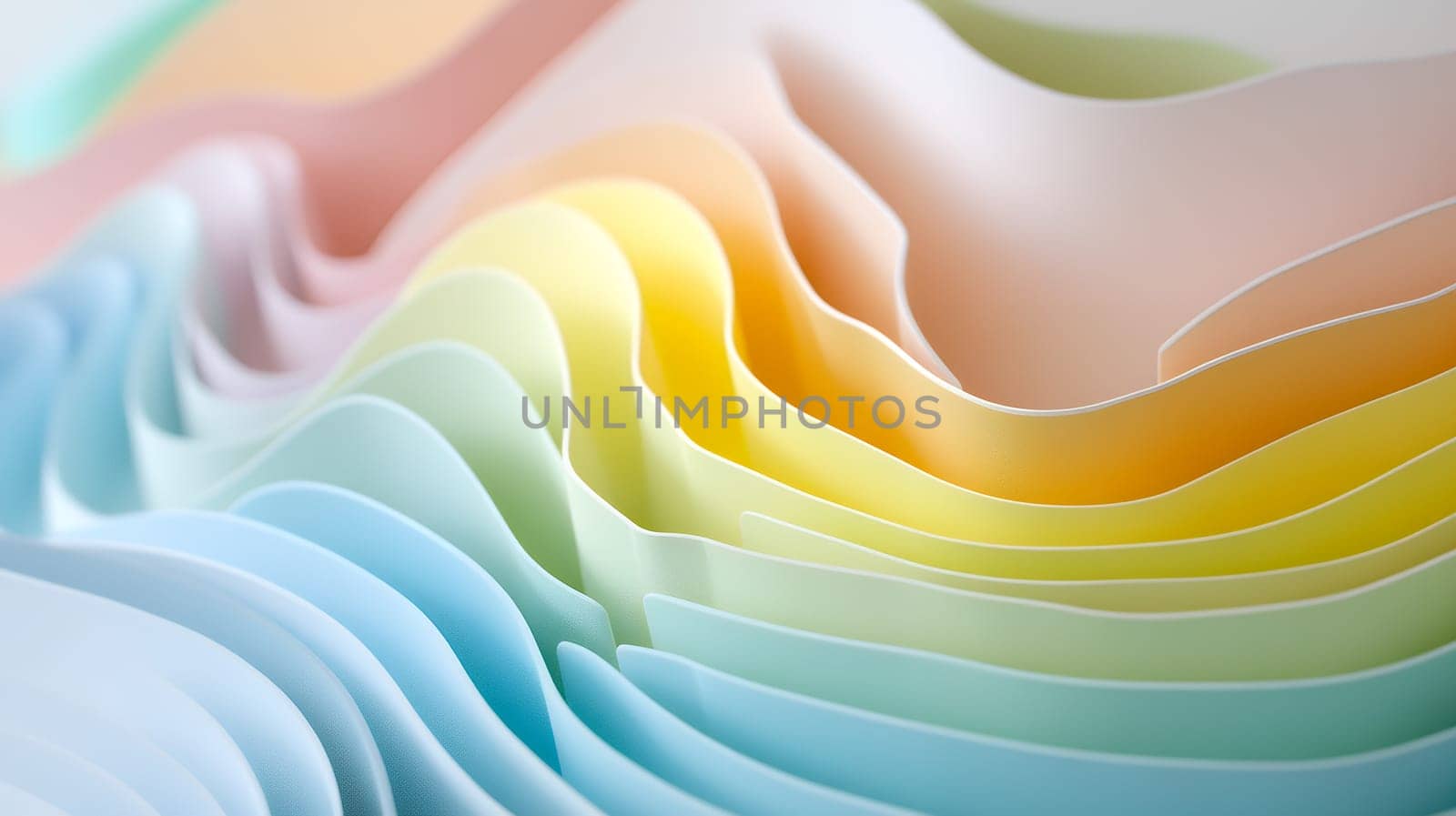 Close up of colorful abstract paper waves, creating a vibrant and artistic design.