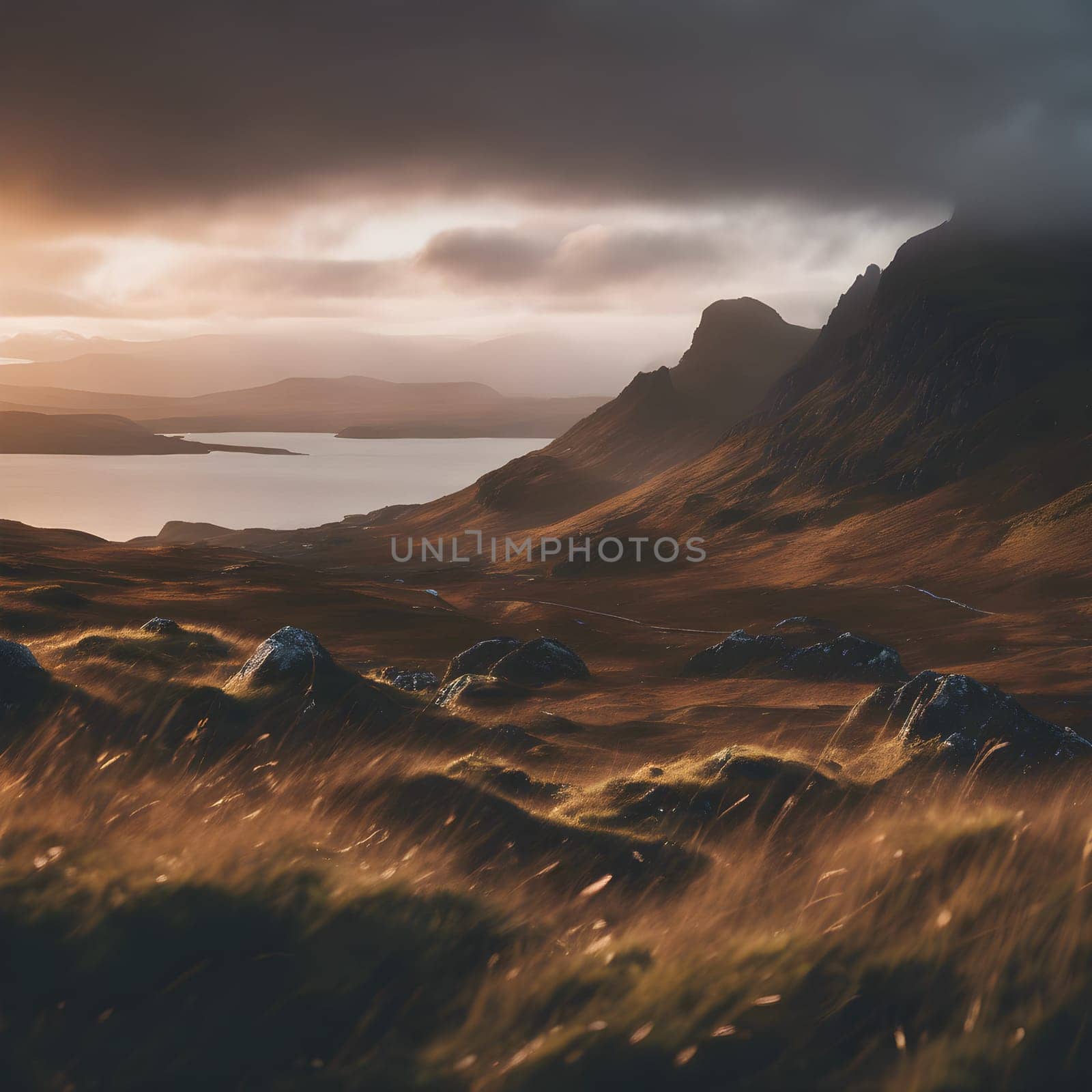 Misty Dawn Over Skye's Majestic Peaks