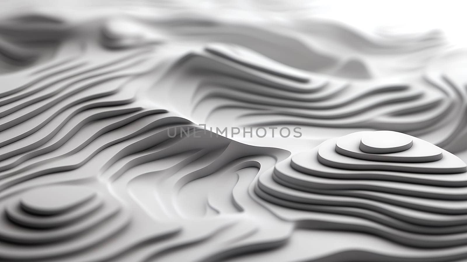An abstract white landscape with soft contours forms a serene and minimalist visual piece.