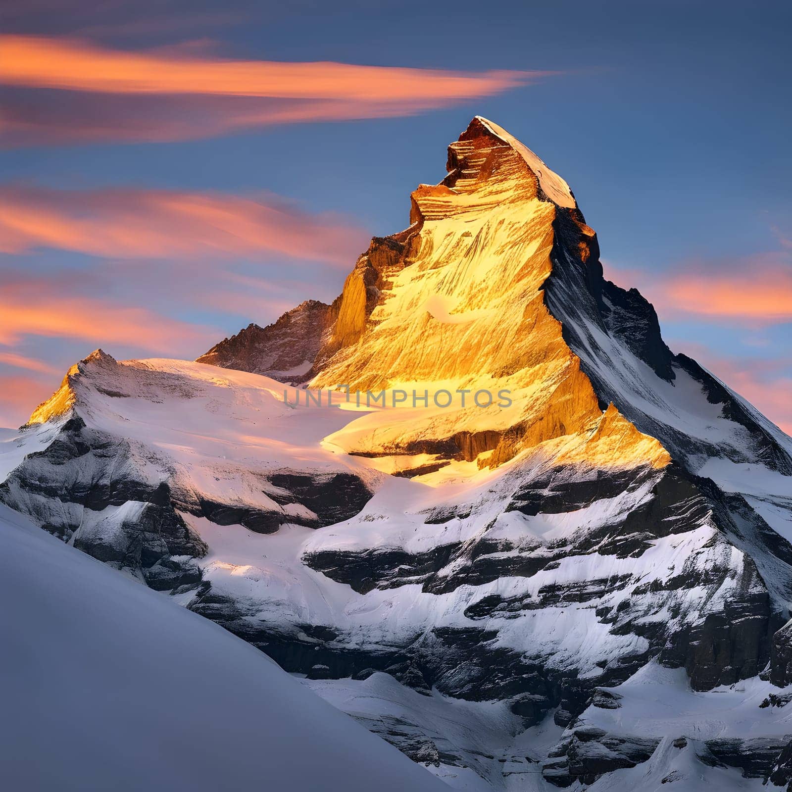 Captivating Peaks: Matterhorn Bathed in Golden Light