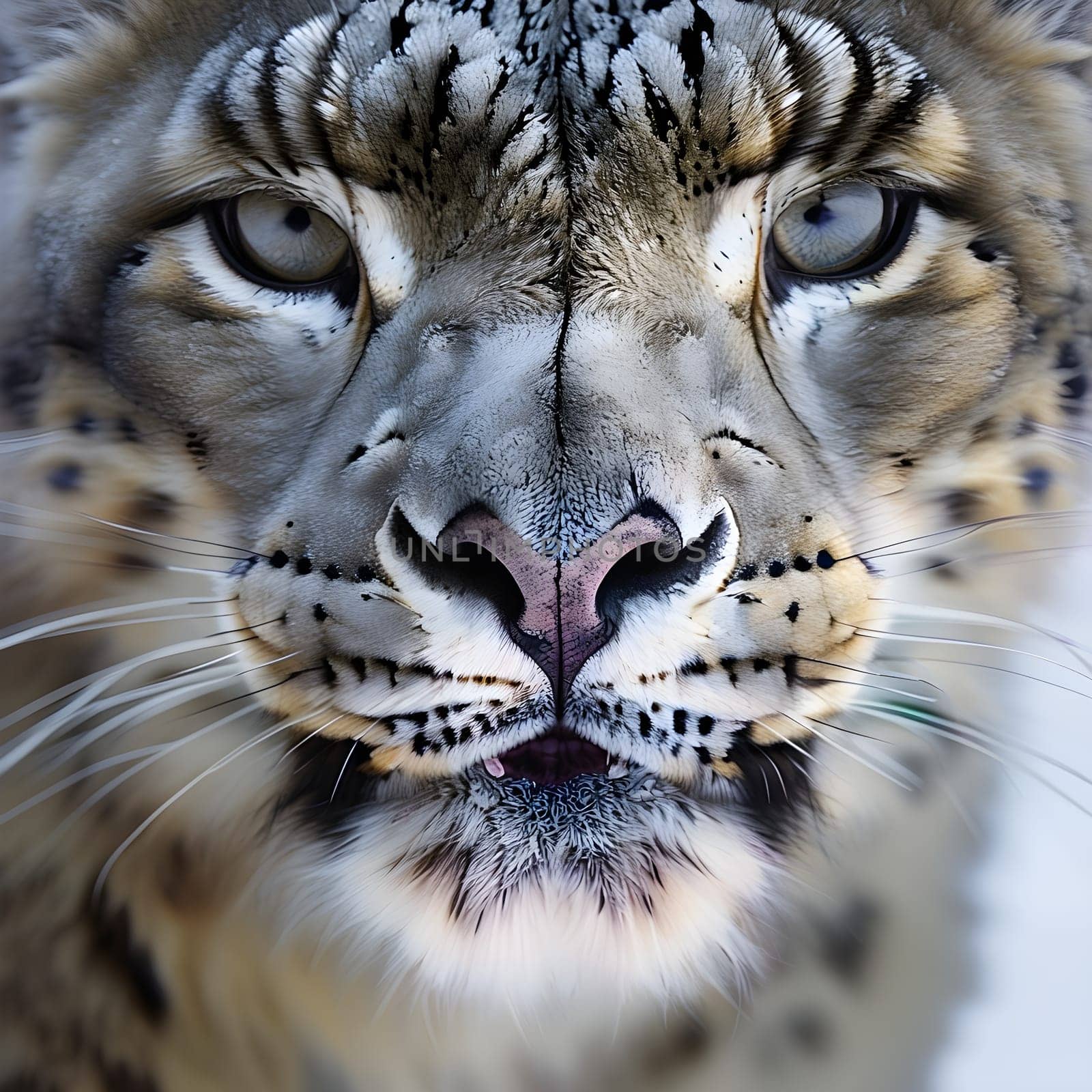 Whiskers of the Wild: Snow Leopard Close-Up
