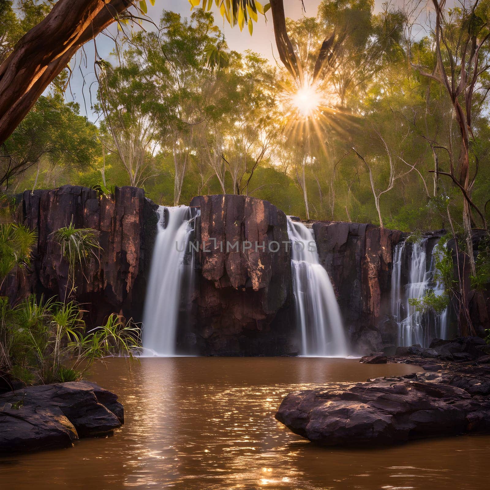 Golden Cascades: Waterfalls of Litchfield at Dusk