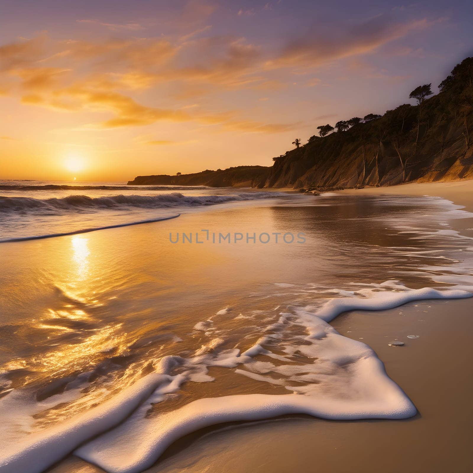 Endless Horizons: A Mesmerizing Sunset Over the Tranquil Sea