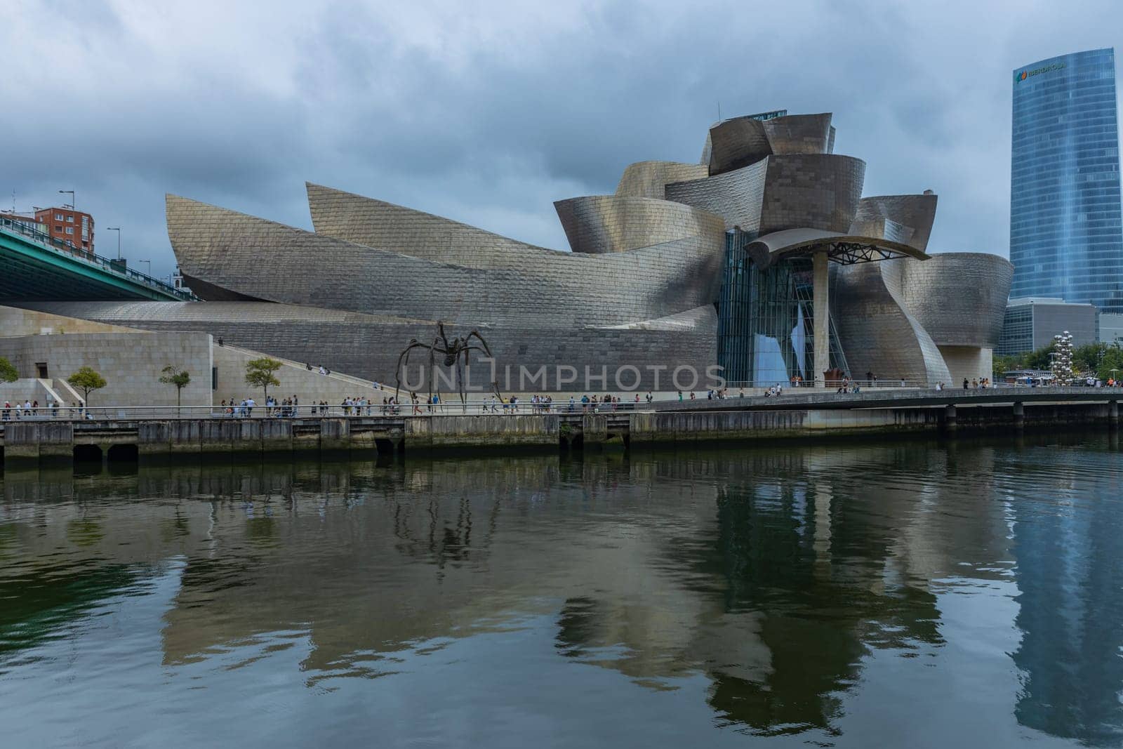 Bilbao, Spain - August 12, 2024: The Guggenheim Museum Bilbao is a museum of modern and contemporary art, designed by Canadian-American architect Frank Gehry.