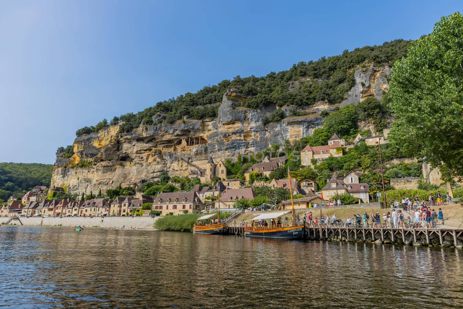 La Roc Gageac  France: August 20  2024:Medieval river village of La Roc Gageac in the Dordogne region of France