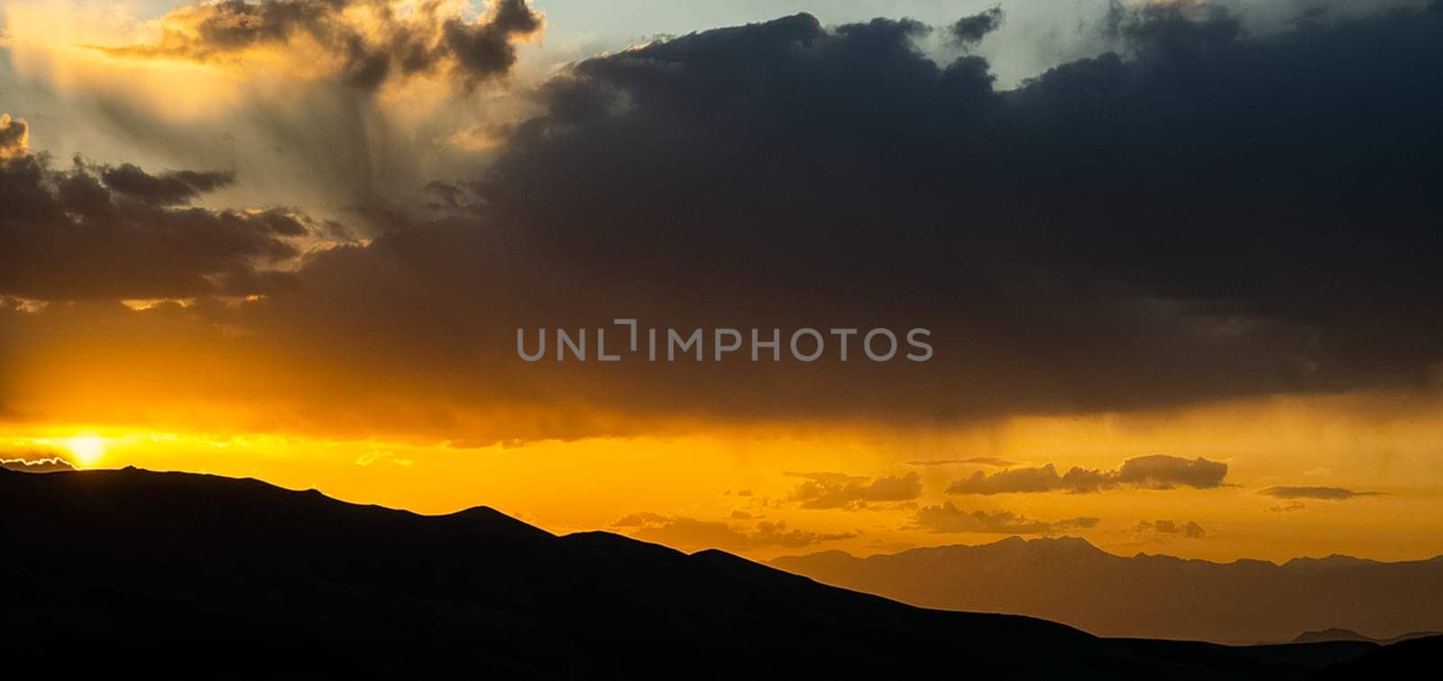 Paronama - sunset over the altai mountains , Paronama - sunset over the altai mountains.