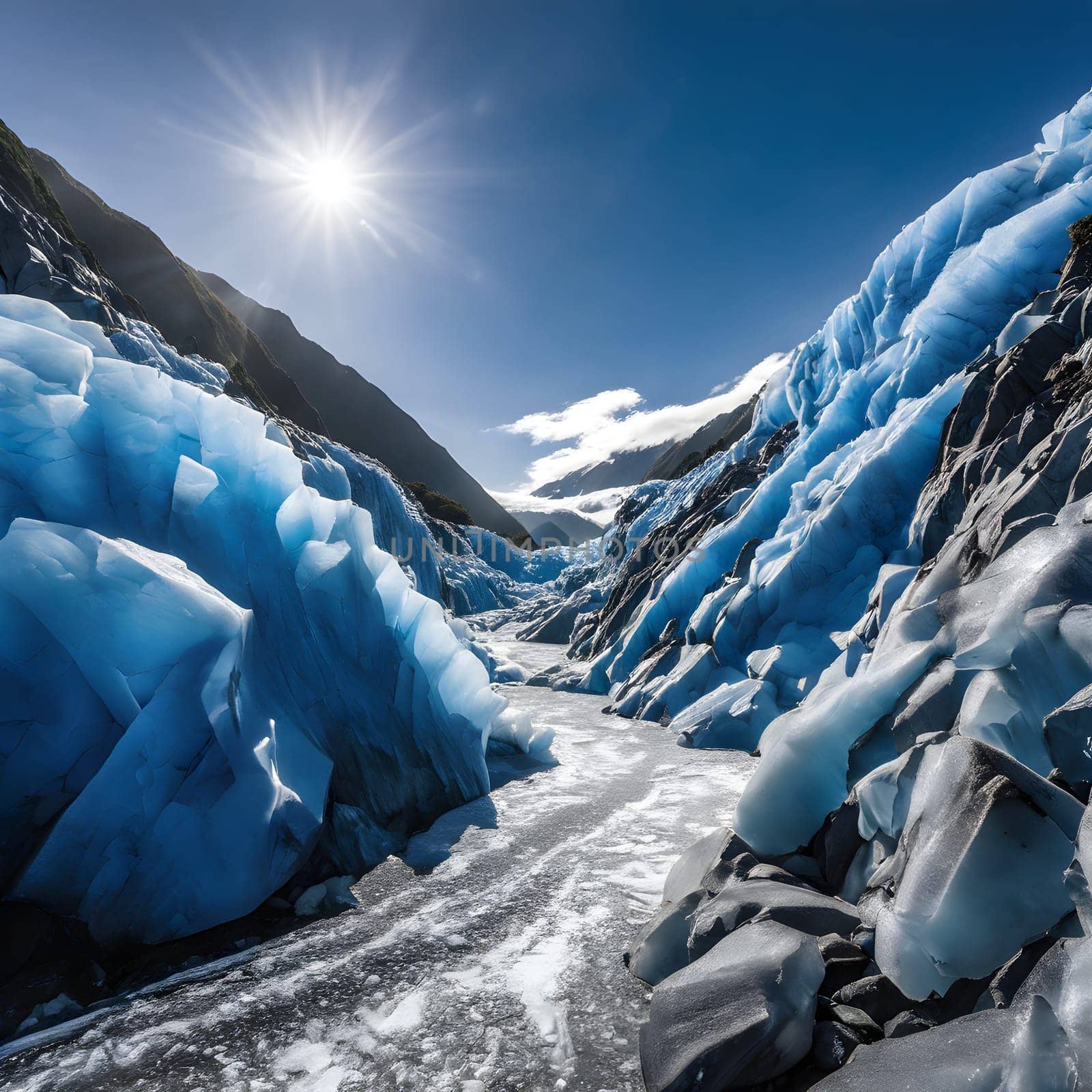 Sunlit Icy Grandeur: Franz Josef Glacier's Blue Gem