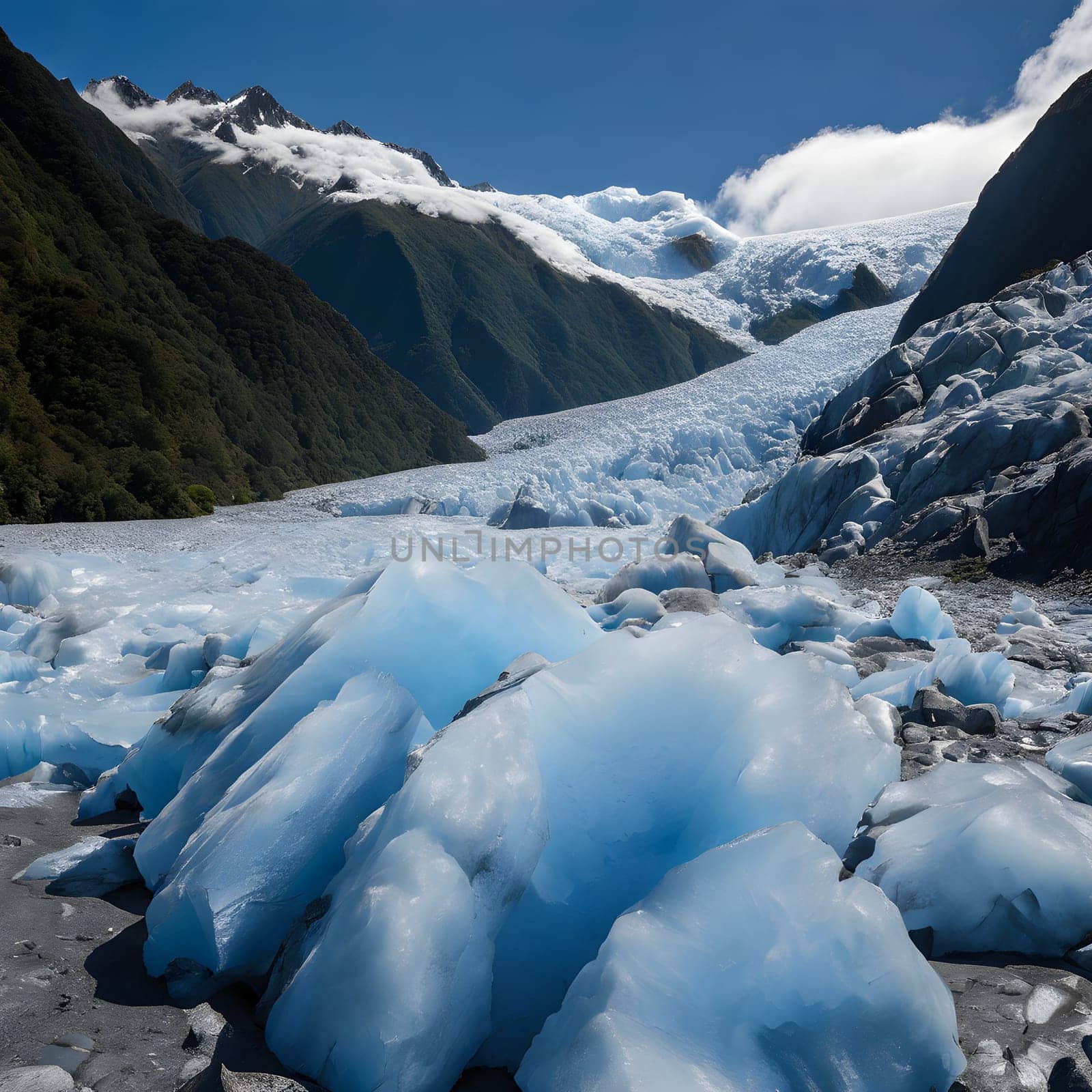 Glacial Blues: Franz Josef Glacier Sparkling Under the Sun