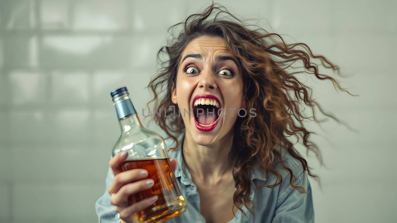 Portrait of the funny drunk woman