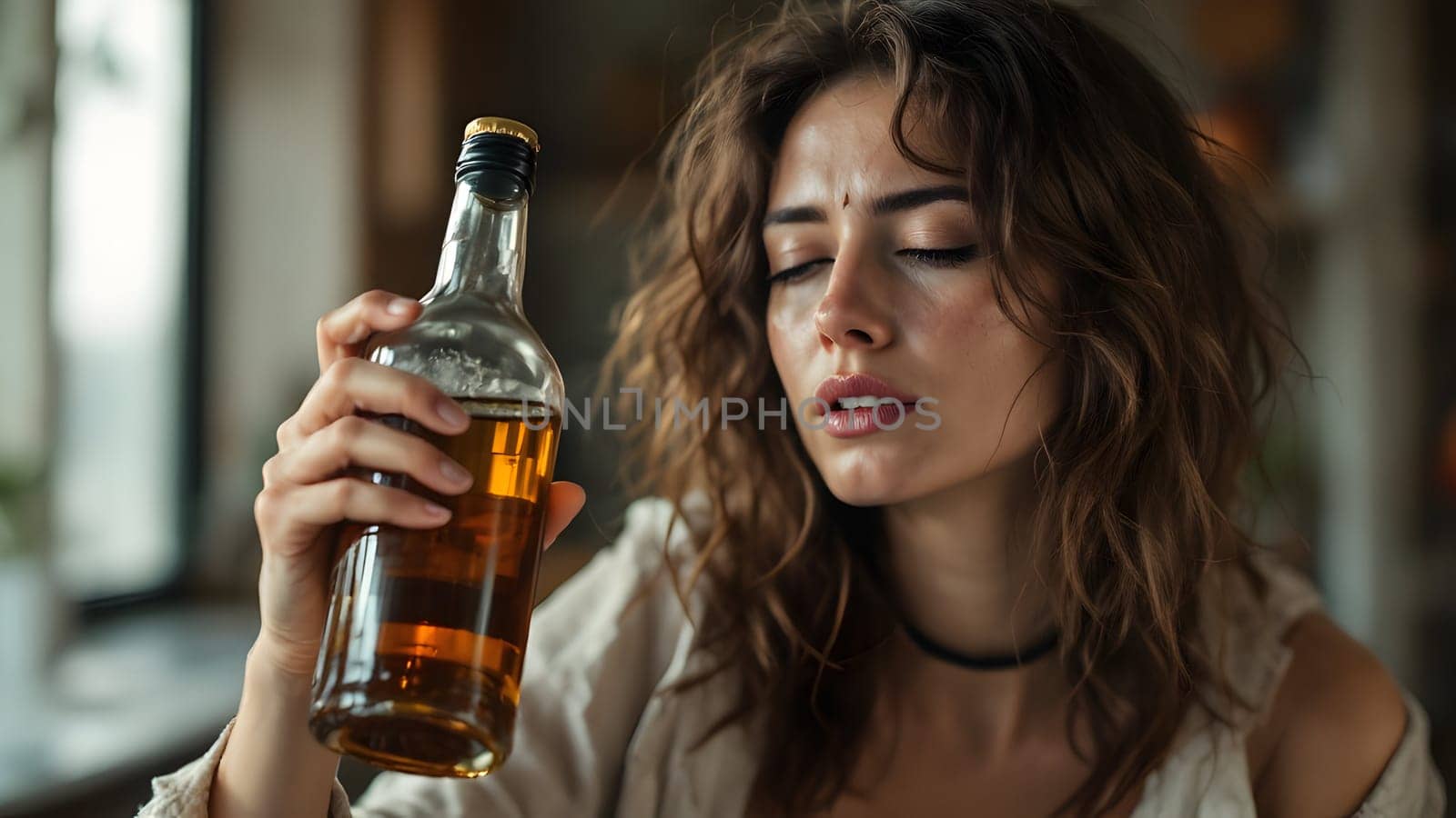 Portrait of the funny drunk woman