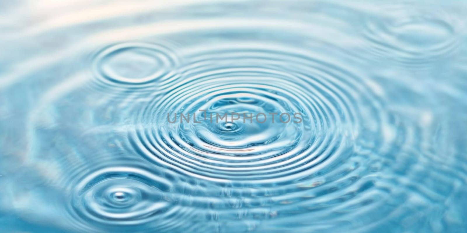 Ripples in clear blue water with abstract circular patterns, suitable as calming SPA background, AI generated