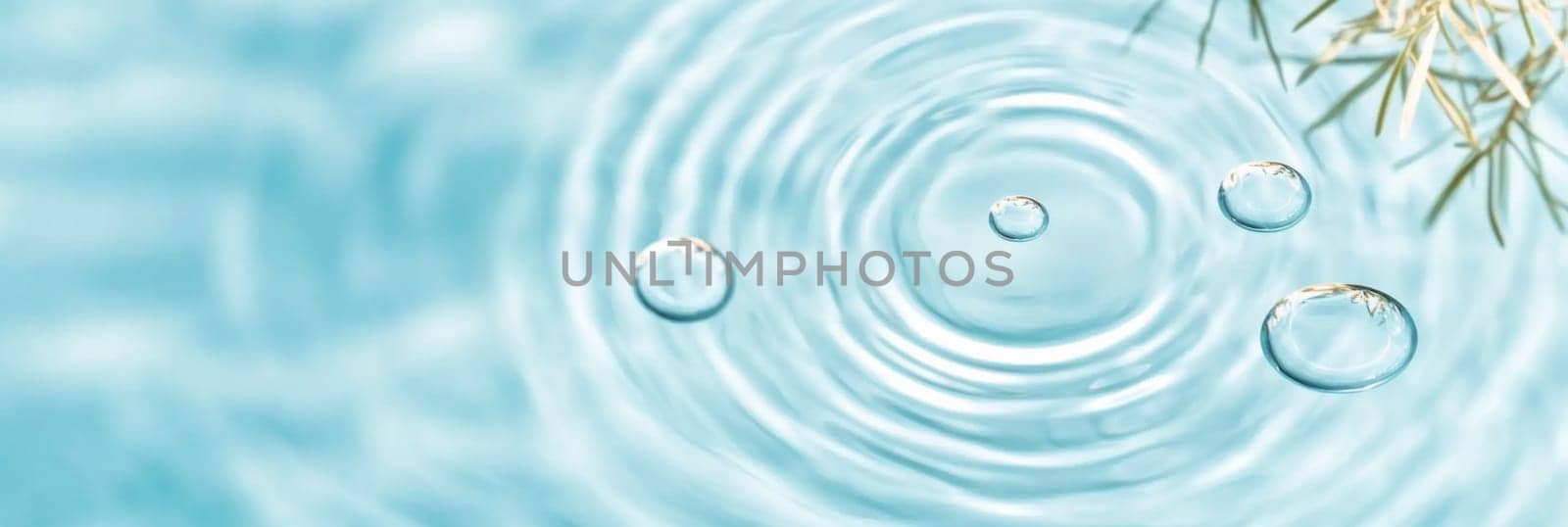 Ripples in clear blue water with abstract circular patterns, suitable as calming SPA background, AI generated