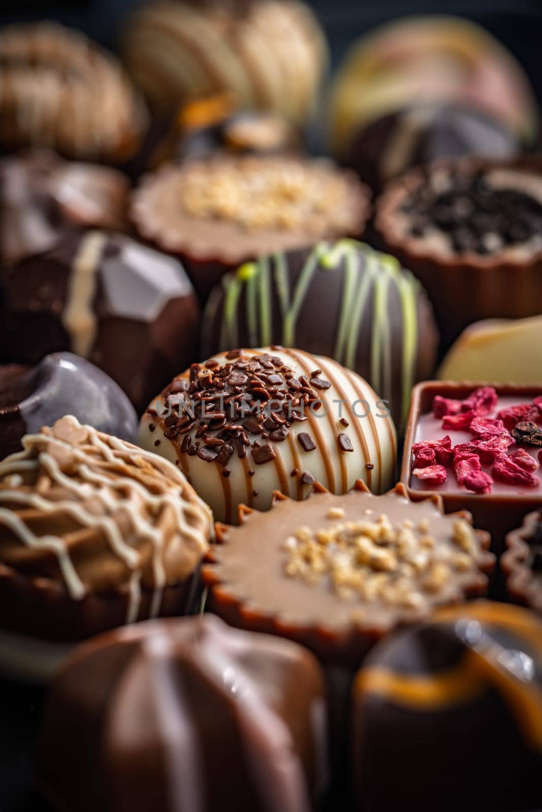 A Mix of chocolate pralines.
