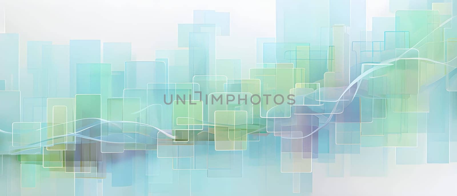 layers of translucent squares moving in a synchronized flow, resembling dynamic data visualization, AI generated