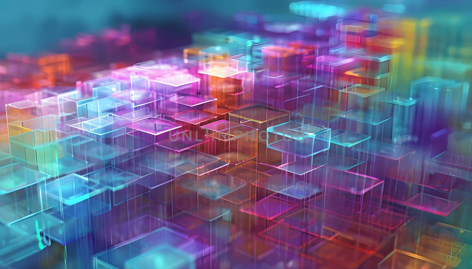 layers of translucent squares moving in a synchronized flow, resembling dynamic data visualization, AI generated