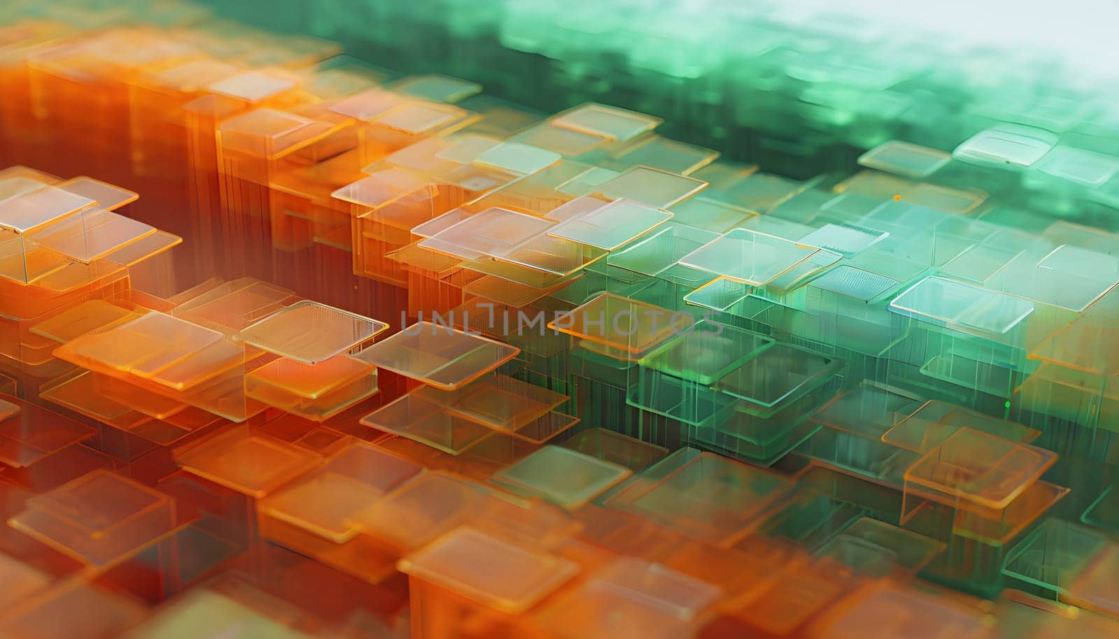 layers of translucent squares moving in a synchronized flow, resembling dynamic data visualization, AI generated