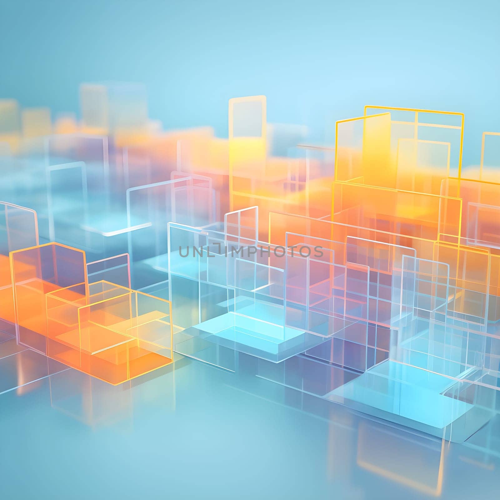 layers of translucent squares moving in a synchronized flow, resembling dynamic data visualization, AI generated