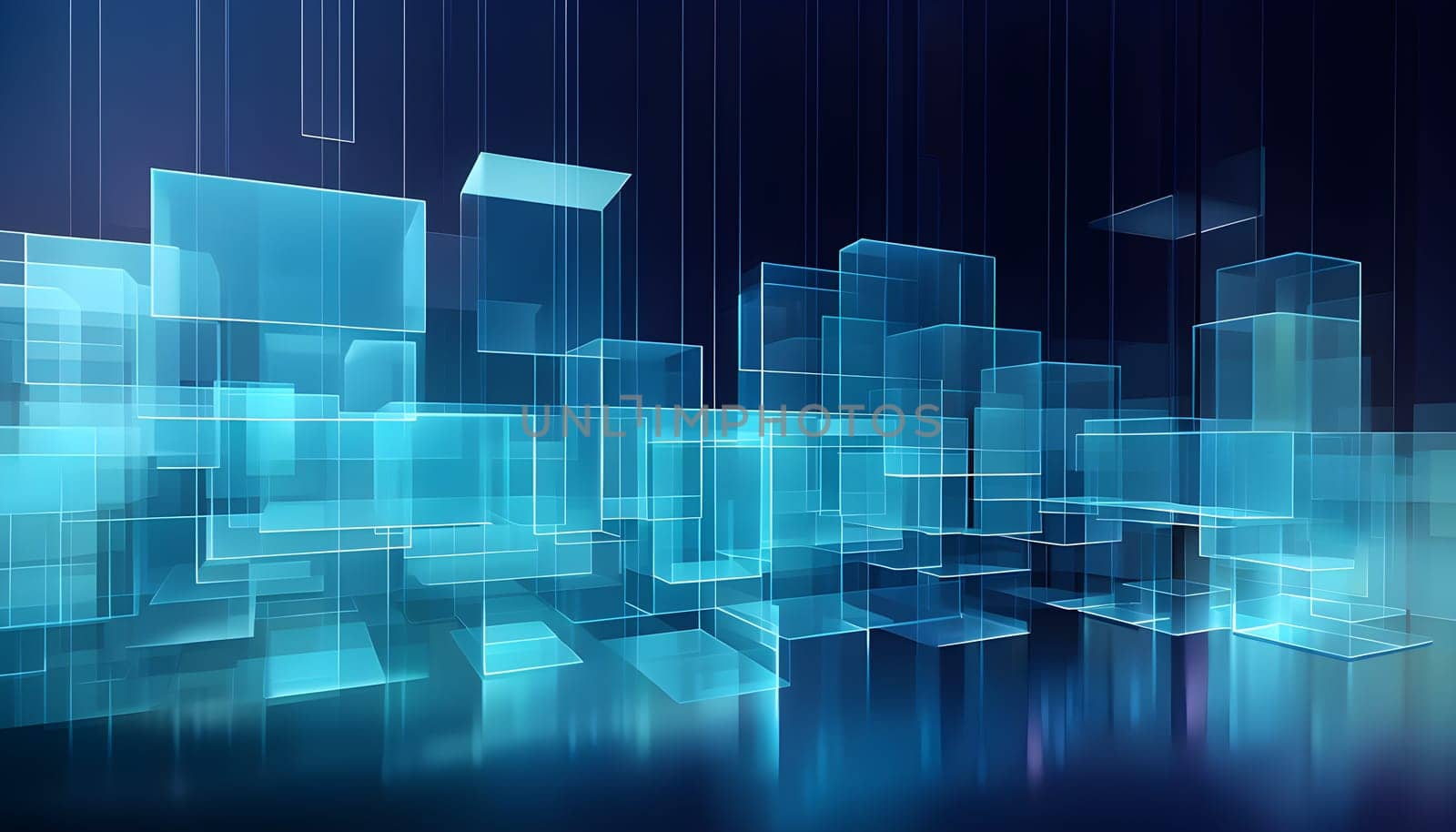 layers of translucent squares moving in a synchronized flow, resembling dynamic data visualization, AI generated