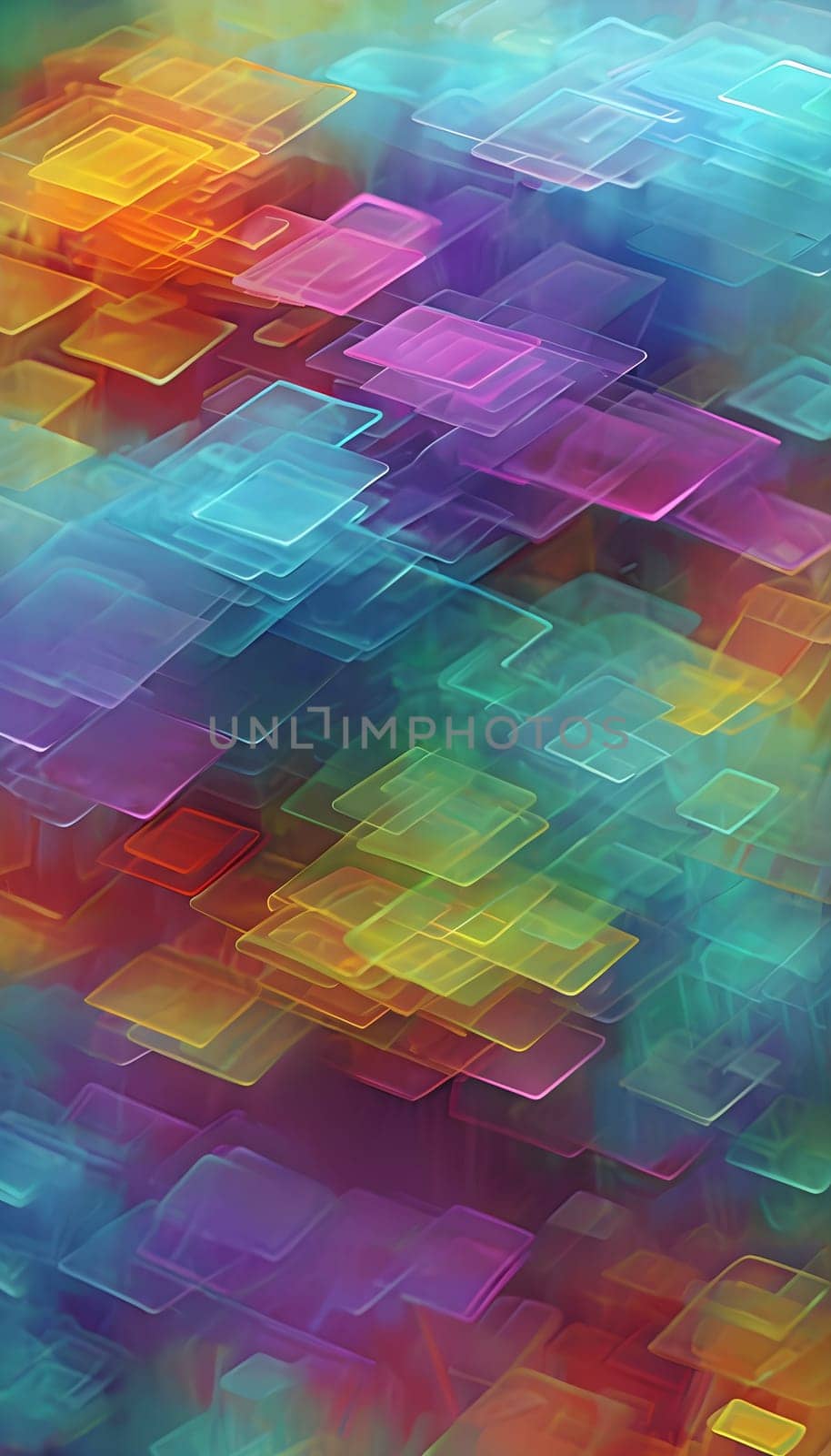 layers of translucent squares moving in a synchronized flow, resembling dynamic data visualization, AI generated
