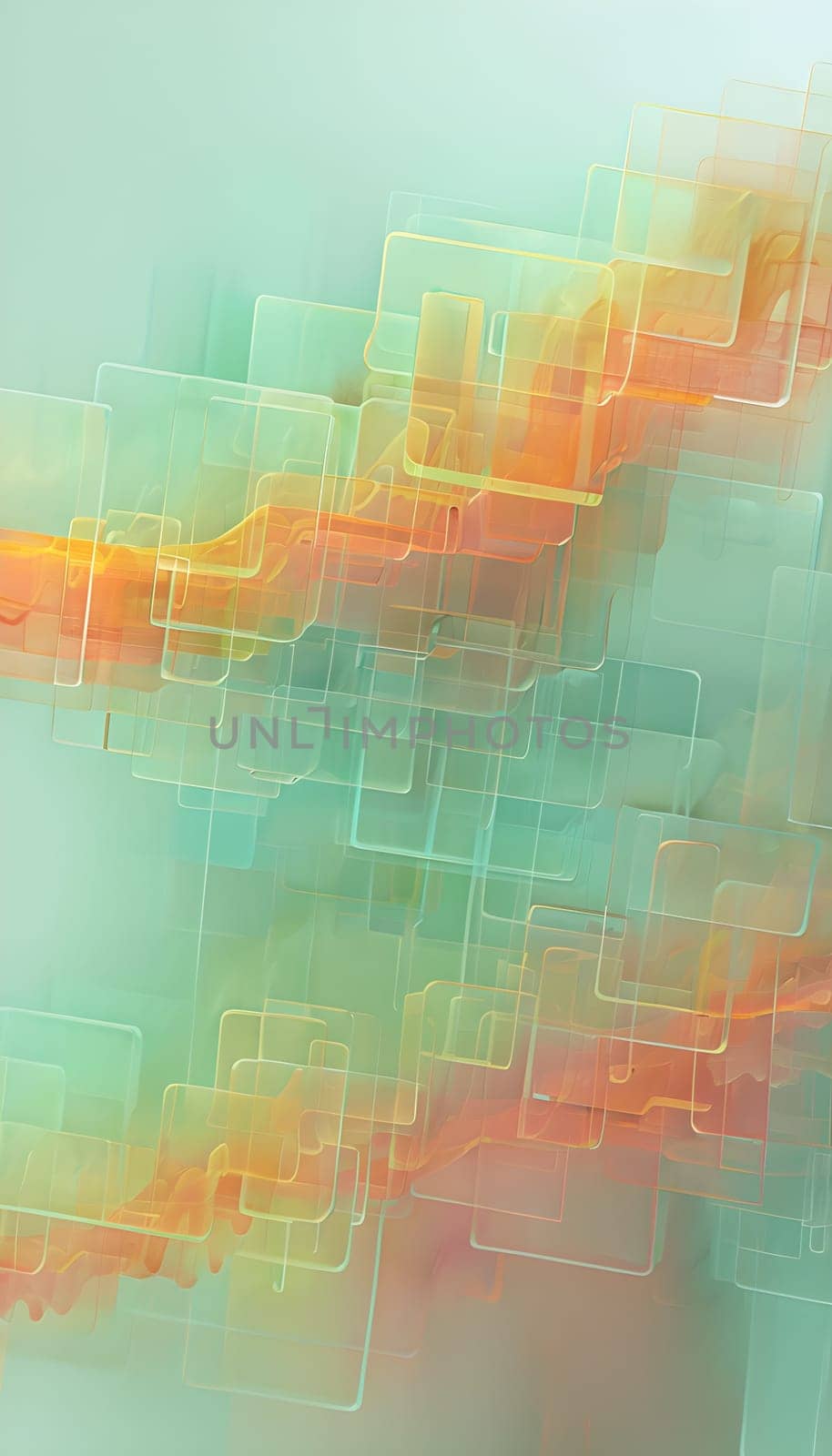 layers of translucent squares moving in a synchronized flow, resembling dynamic data visualization, AI generated