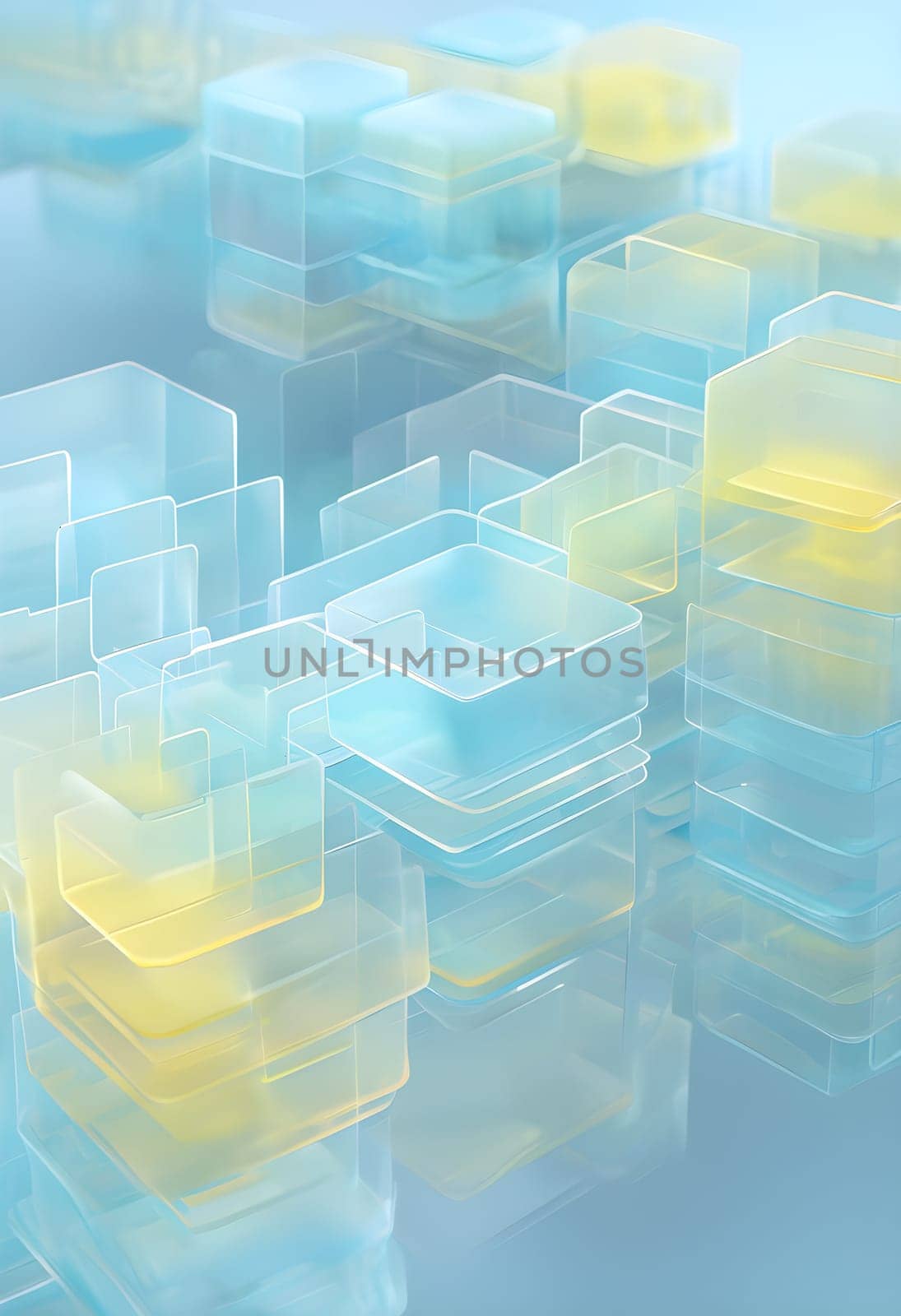 layers of translucent squares moving in a synchronized flow, resembling dynamic data visualization, AI generated