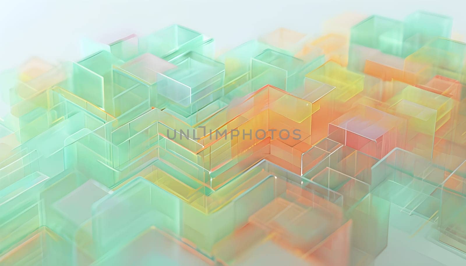 layers of translucent squares moving in a synchronized flow, resembling dynamic data visualization, AI generated