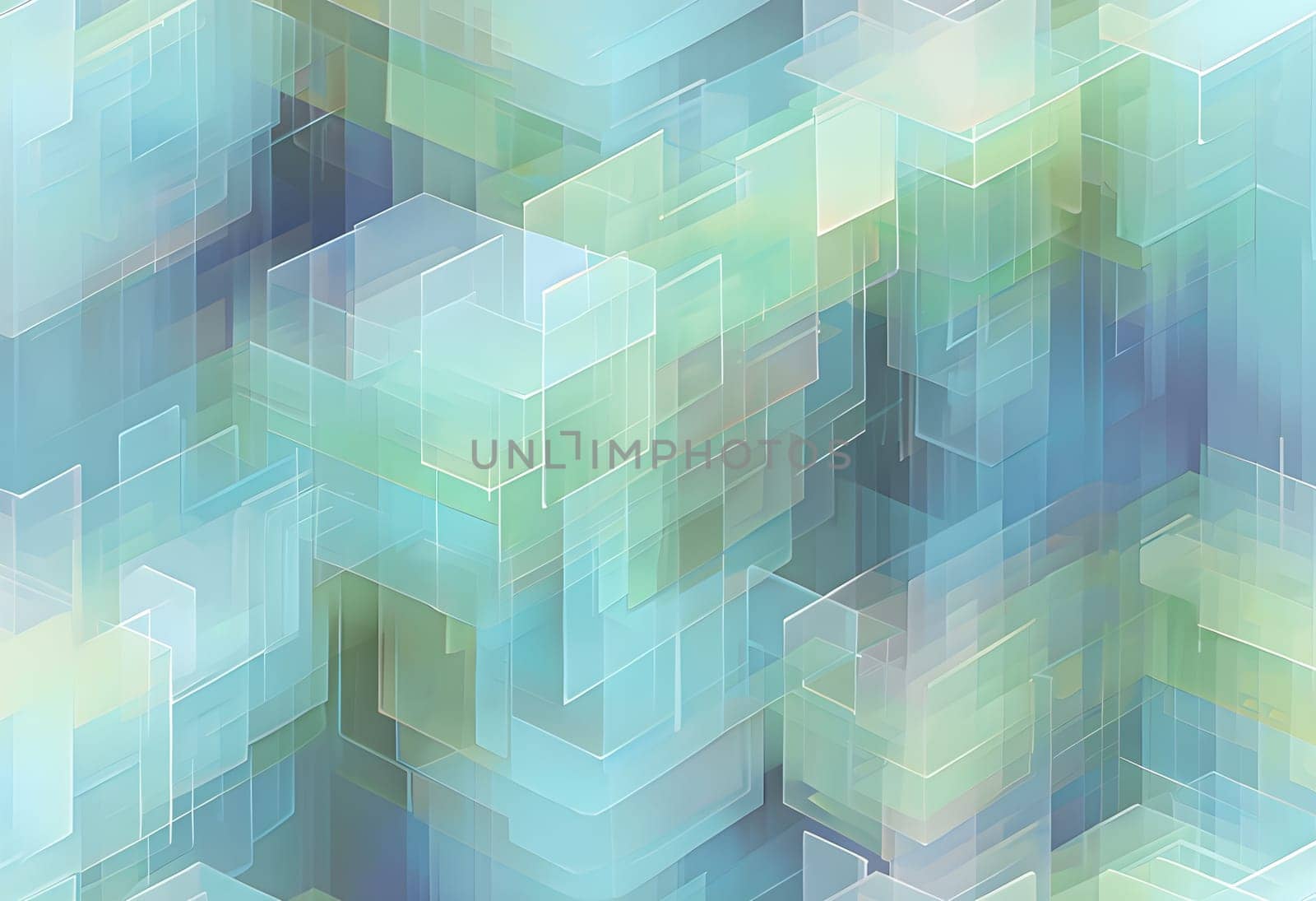 layers of translucent squares moving in a synchronized flow, resembling dynamic data visualization, AI generated