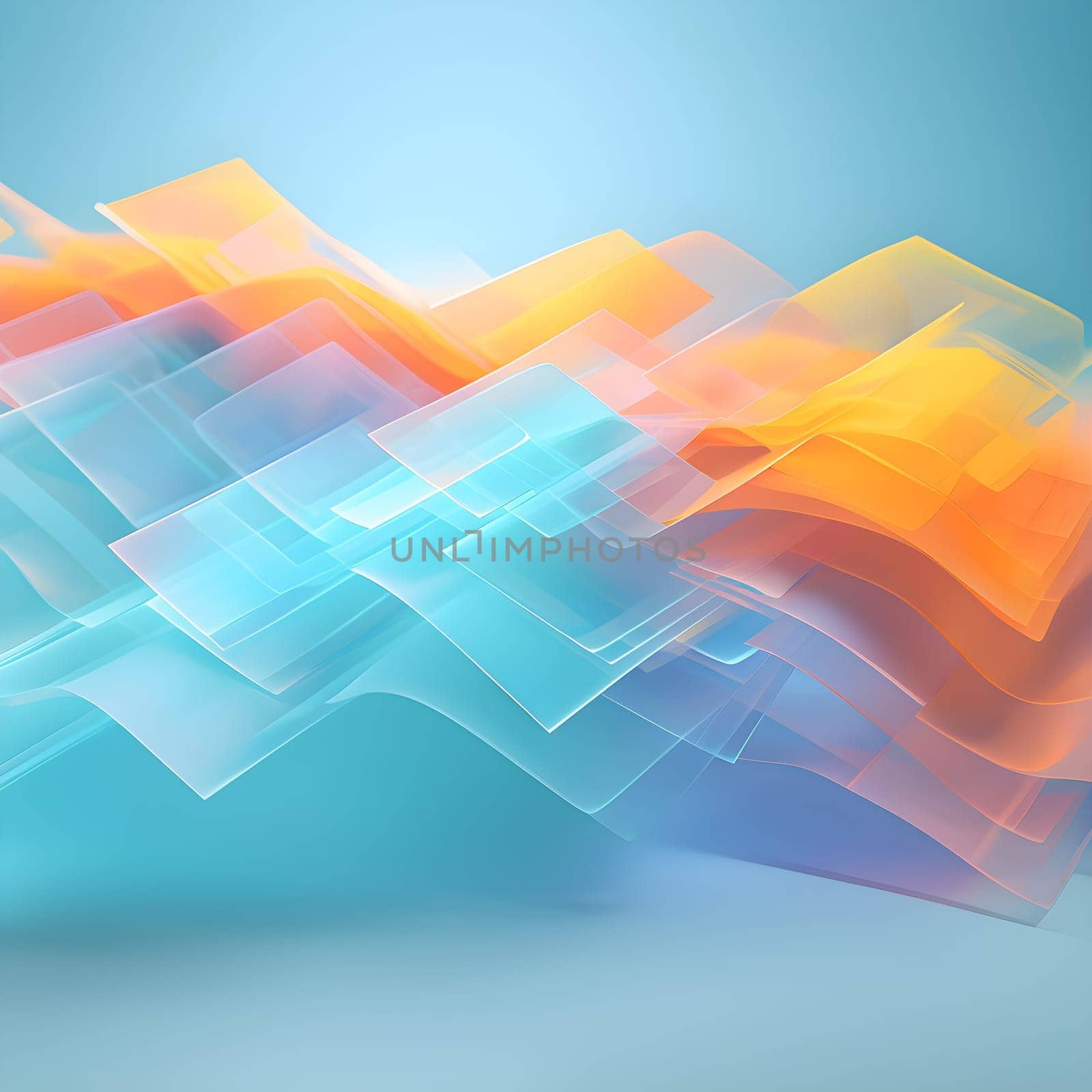 layers of translucent squares moving in a synchronized flow, resembling dynamic data visualization, AI generated