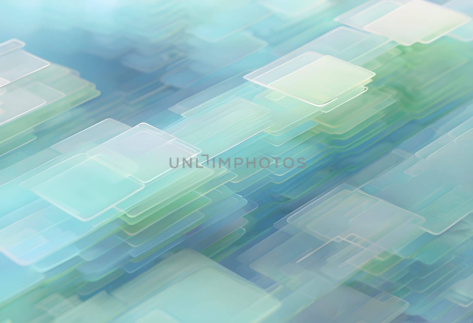 layers of translucent squares moving in a synchronized flow, resembling dynamic data visualization, AI generated