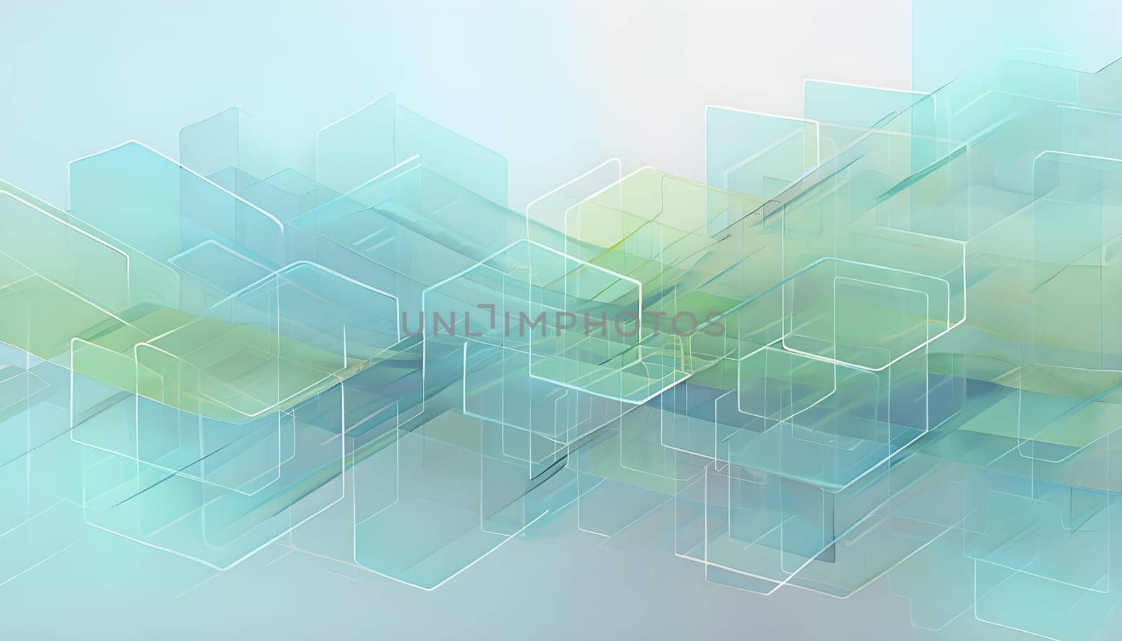 layers of translucent squares moving in a synchronized flow, resembling dynamic data visualization, AI generated