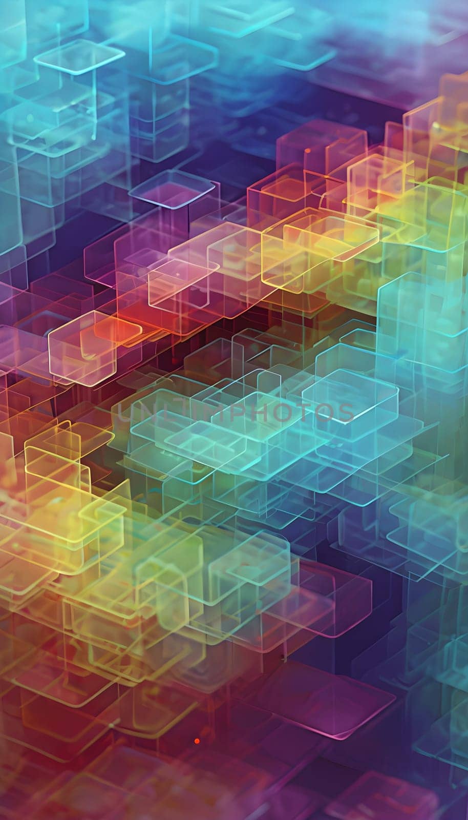layers of translucent squares moving in a synchronized flow, resembling dynamic data visualization, AI generated