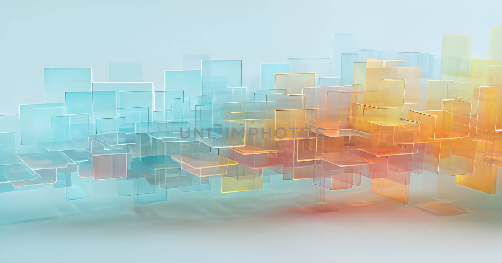 layers of translucent squares moving in a synchronized flow, resembling dynamic data visualization, AI generated
