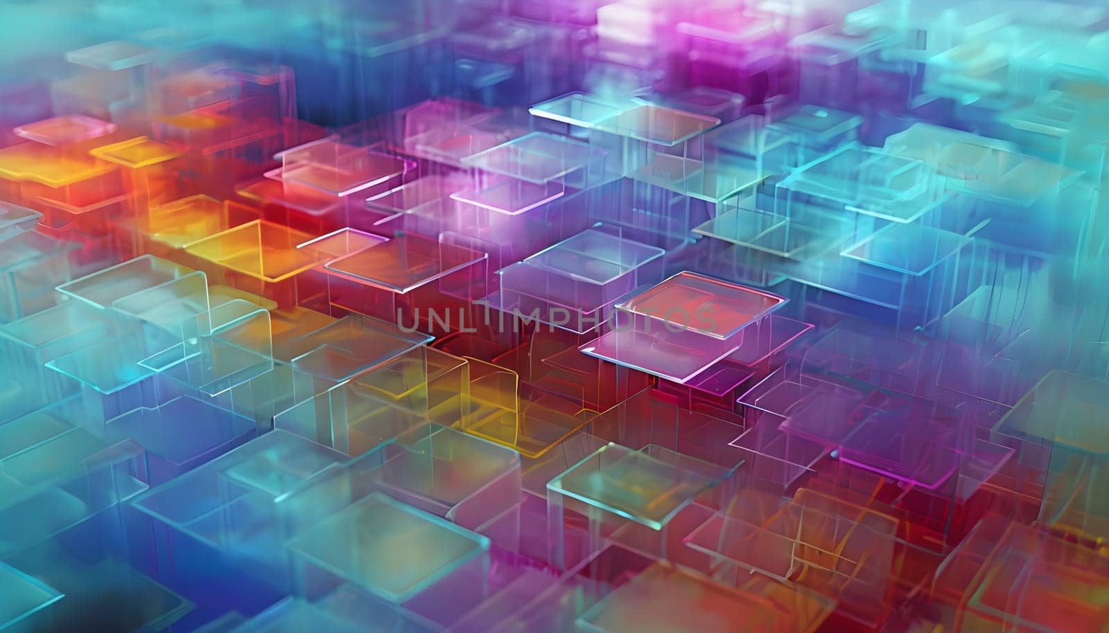 layers of translucent squares moving in a synchronized flow, resembling dynamic data visualization, AI generated