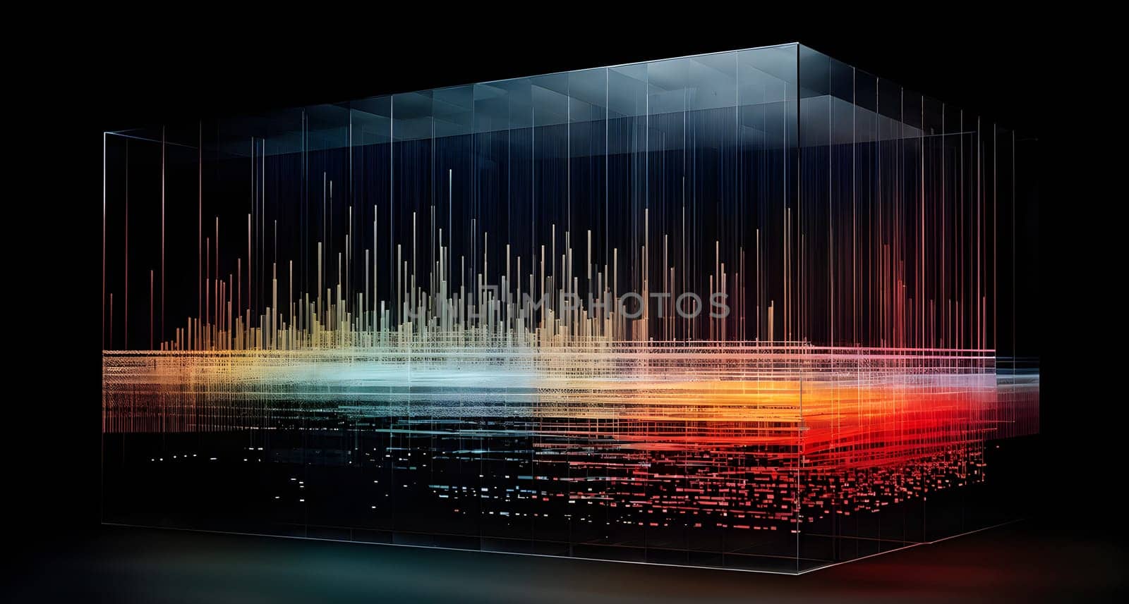 layers of translucent squares moving in a synchronized flow, resembling dynamic data visualization, AI generated